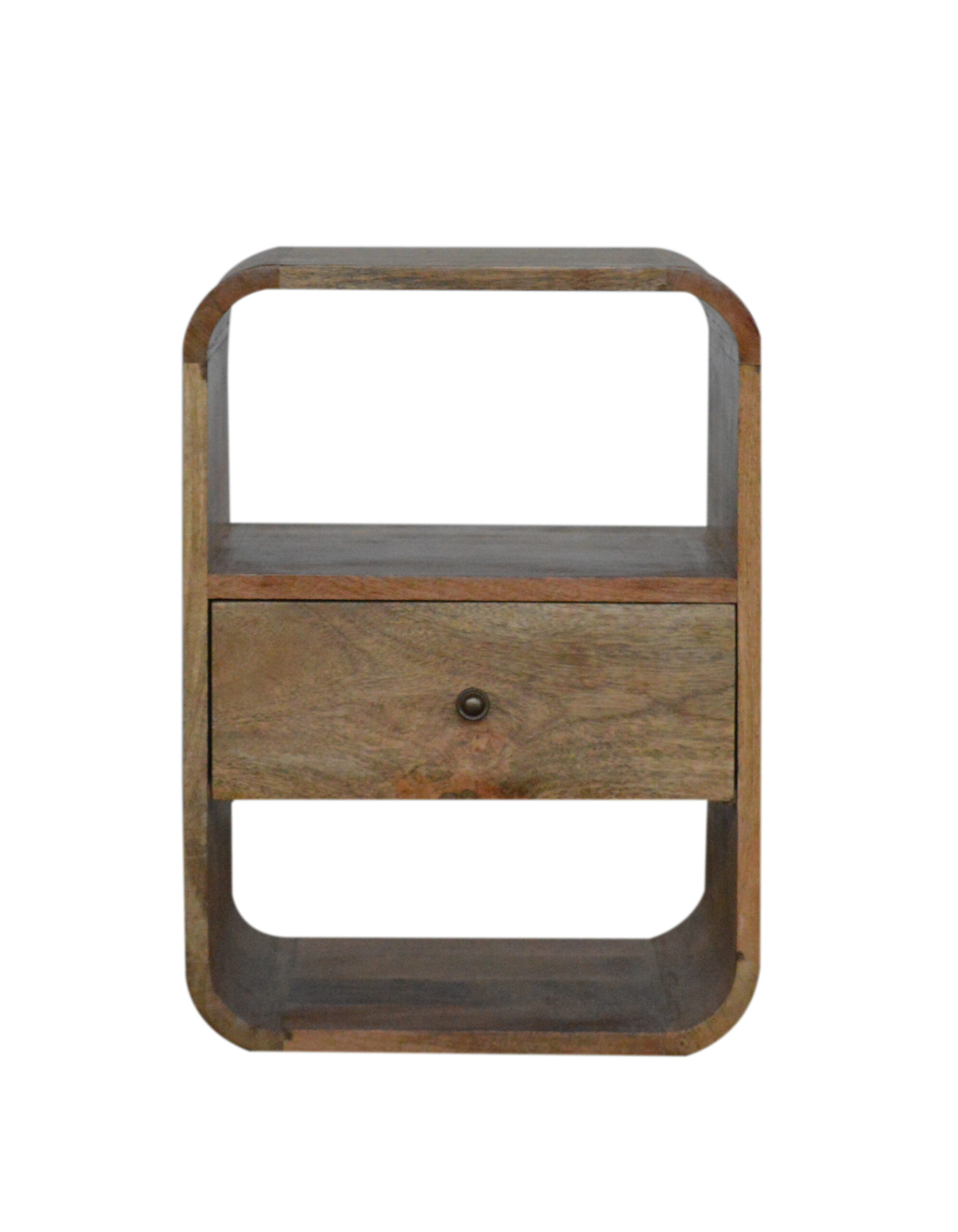 Solid Mango Wood Oak Finished 1 Drawer London Bedside
