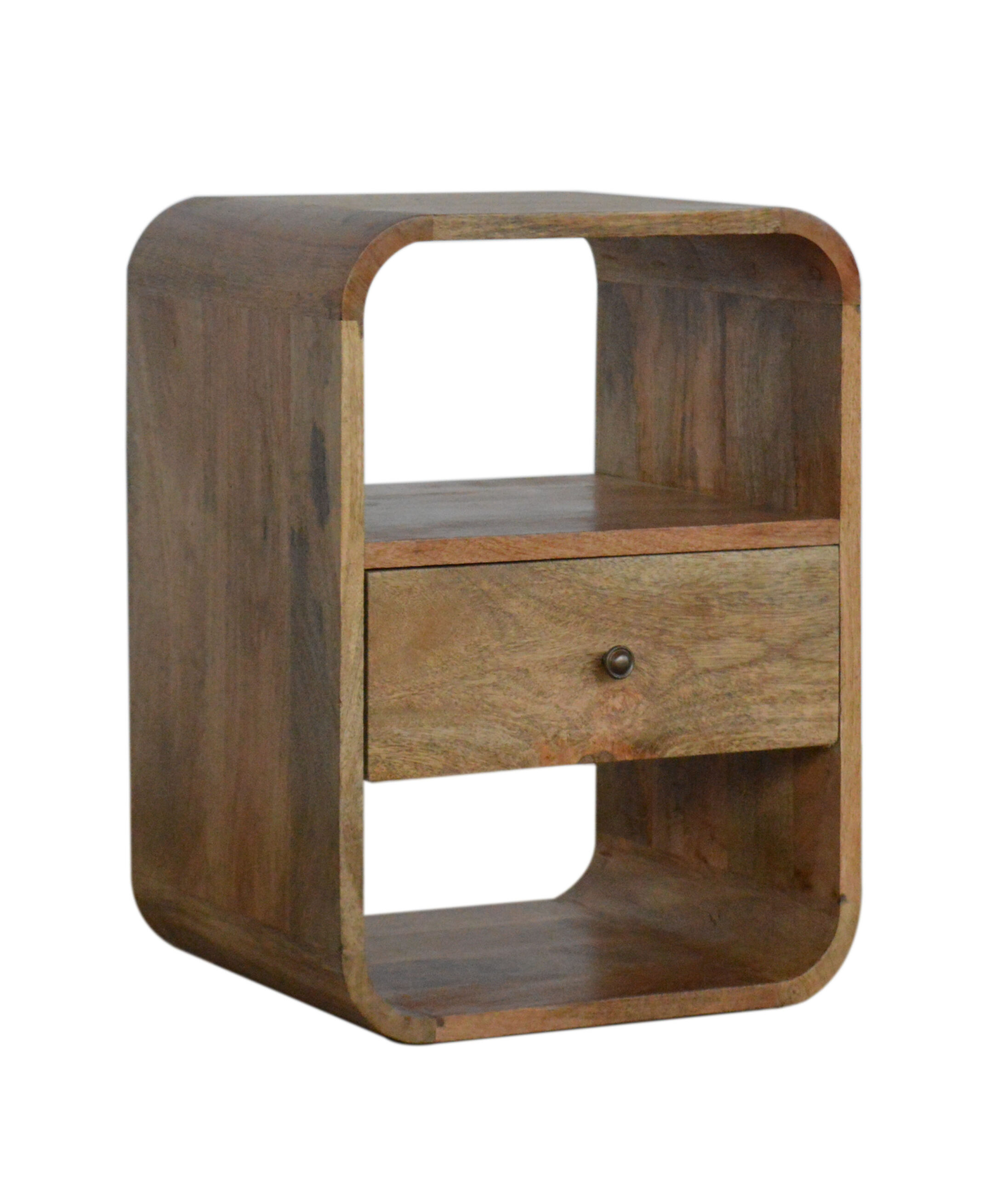 Solid Mango Wood Oak Finished 1 Drawer London Bedside - Image 2