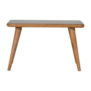 Solid Mango Wood Oak Finished Leaf Resin Top Print Bench