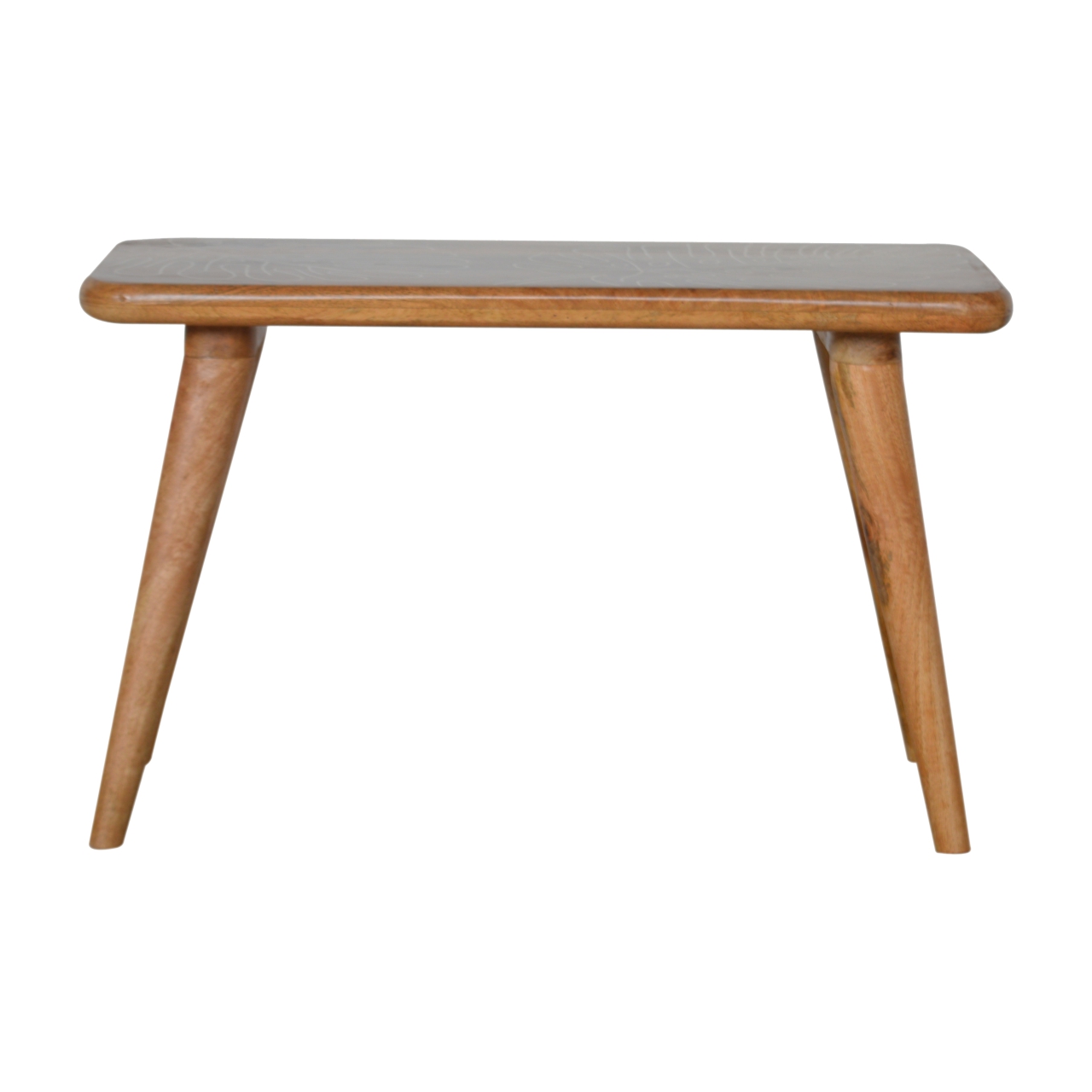 Solid Mango Wood Oak Finished Leaf Resin Top Print Bench