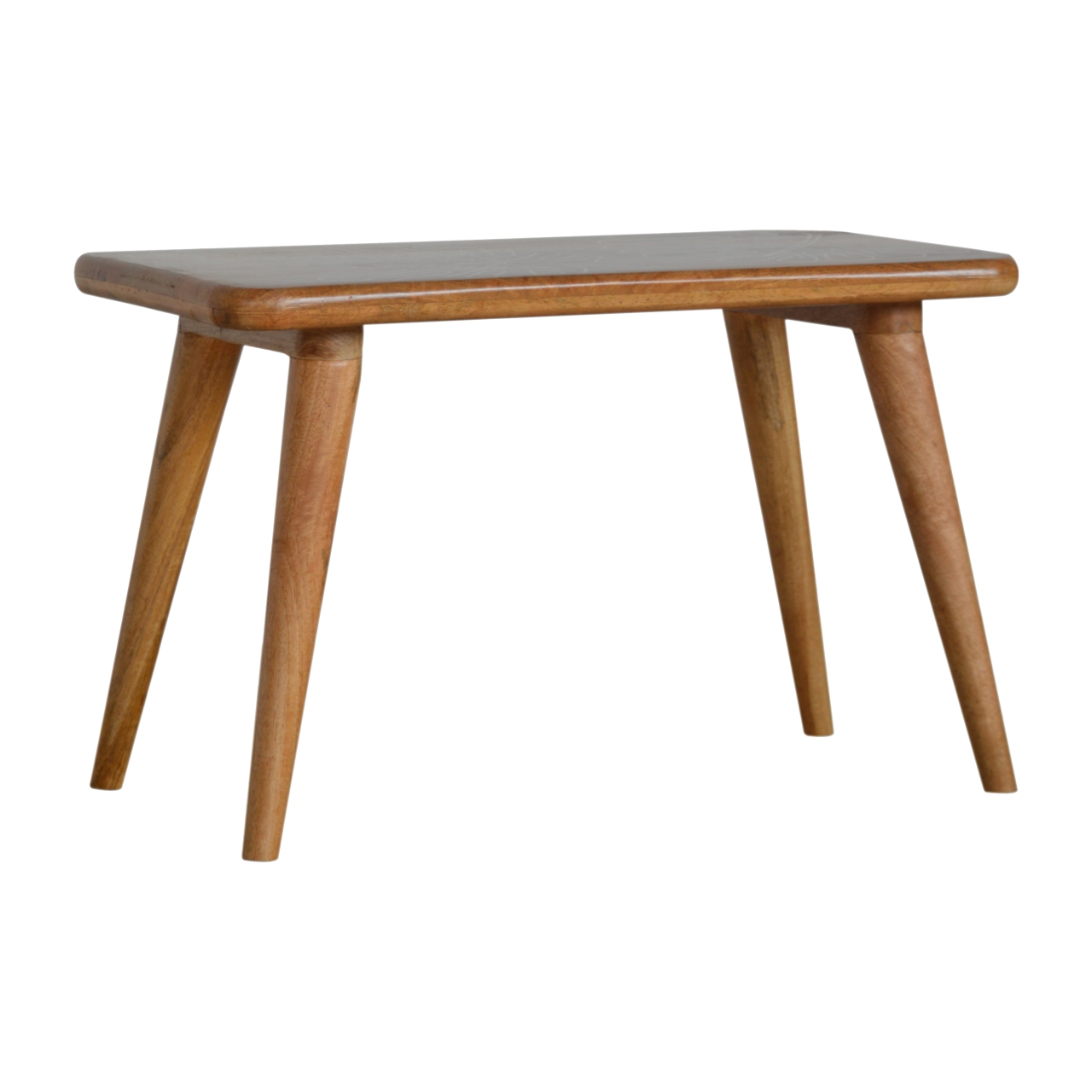Solid Mango Wood Oak Finished Leaf Resin Top Print Bench - Image 3