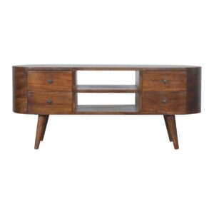 Solid Mango Wood Chestnut Rounded Entertainment Unit