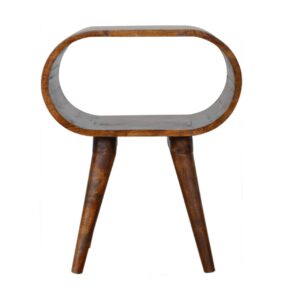 Solid Mango Wood Chestnut Finished Rounded Open Nightstand