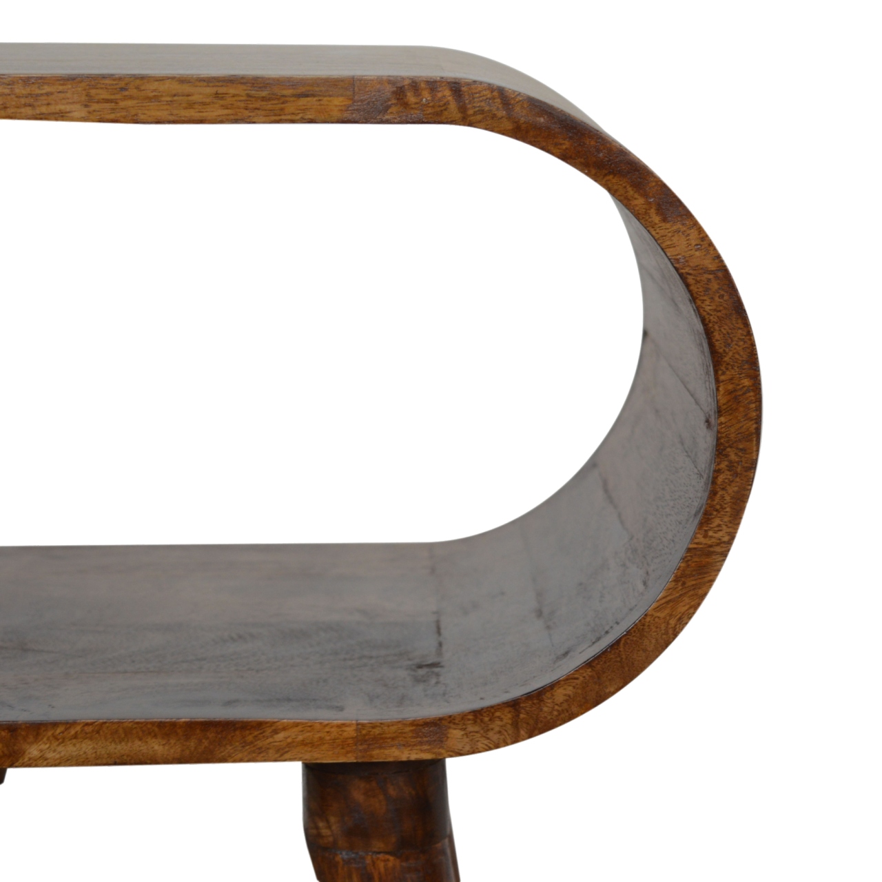 Solid Mango Wood Chestnut Finished Rounded Open Nightstand - Image 5