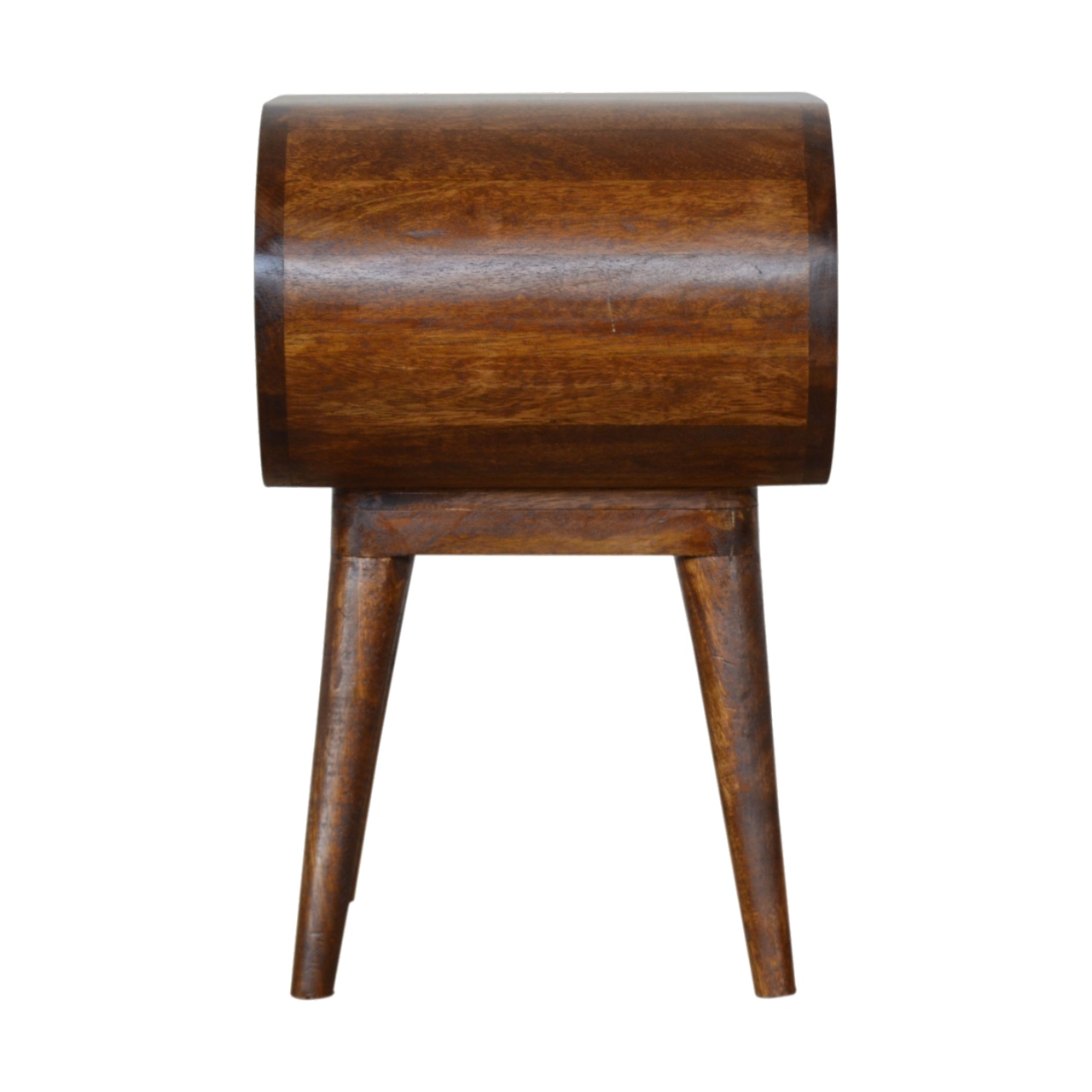 Solid Mango Wood Chestnut Finished Rounded Open Nightstand - Image 8