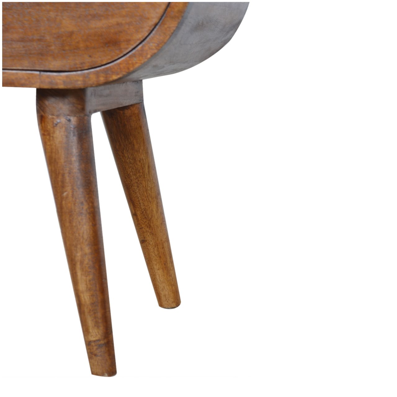 Solid Mango Wood Chestnut Finished Curved 1 Drawer Bedside - Image 4