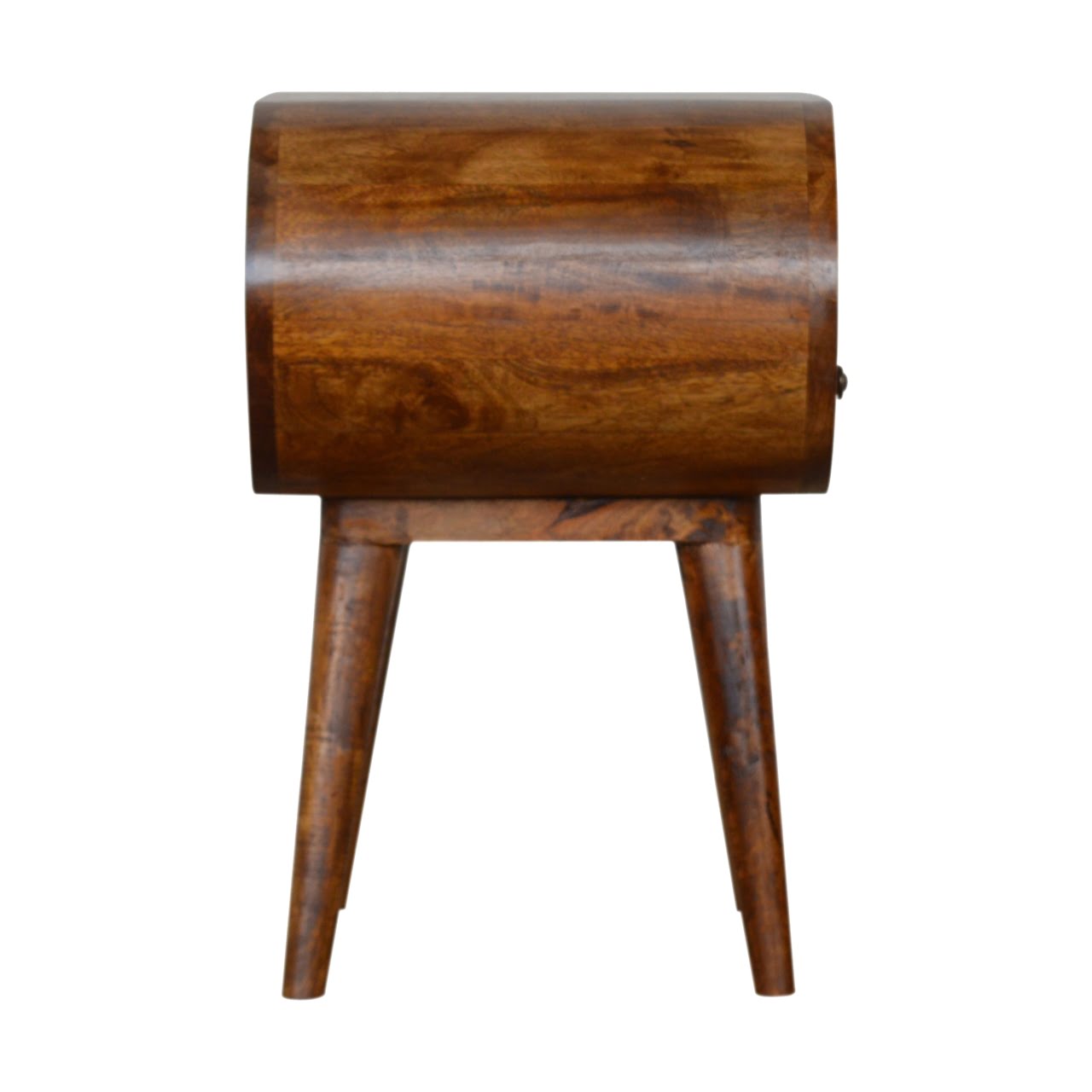 Solid Mango Wood Chestnut Finished Curved 1 Drawer Bedside - Image 7
