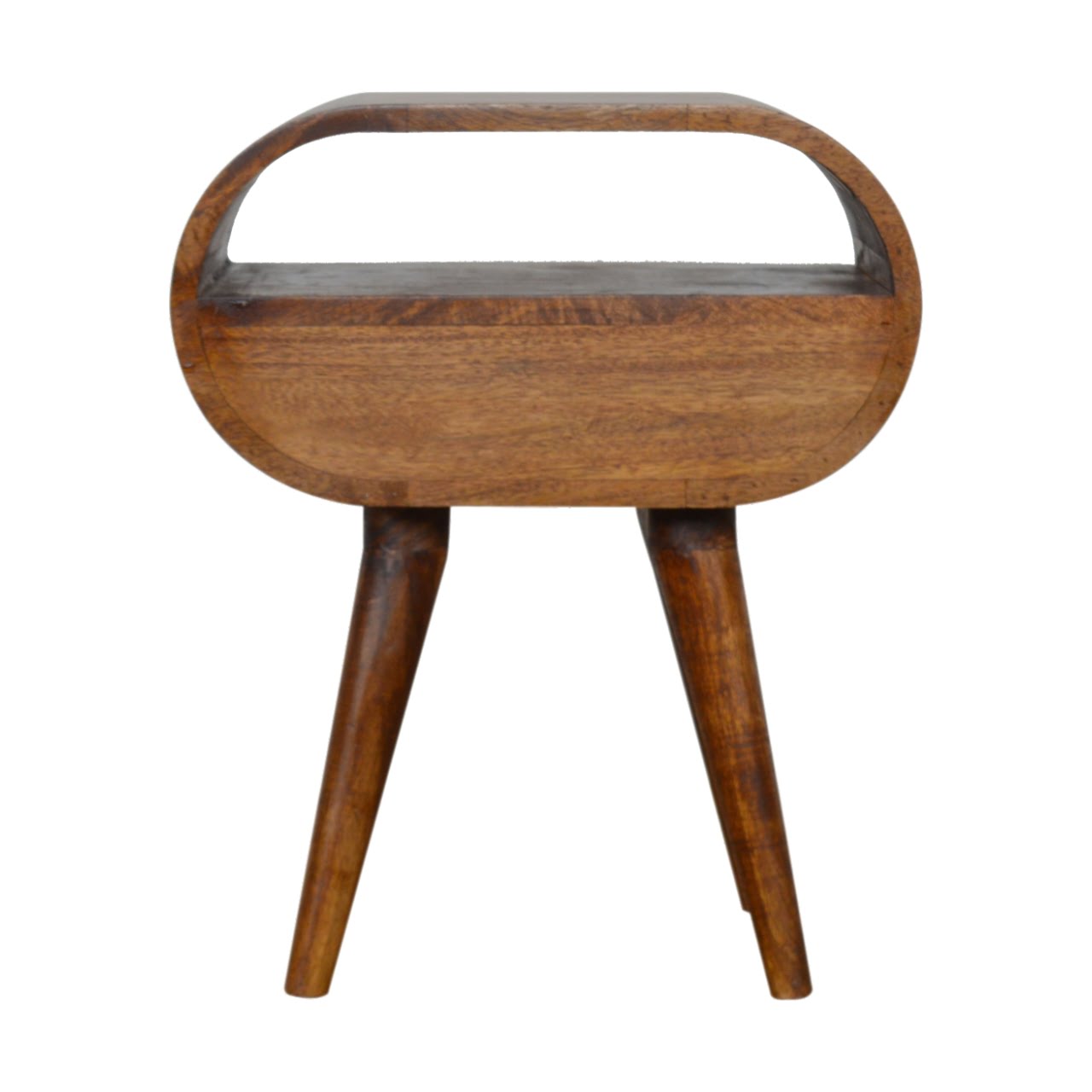 Solid Mango Wood Chestnut Finished Curved 1 Drawer Bedside - Image 8