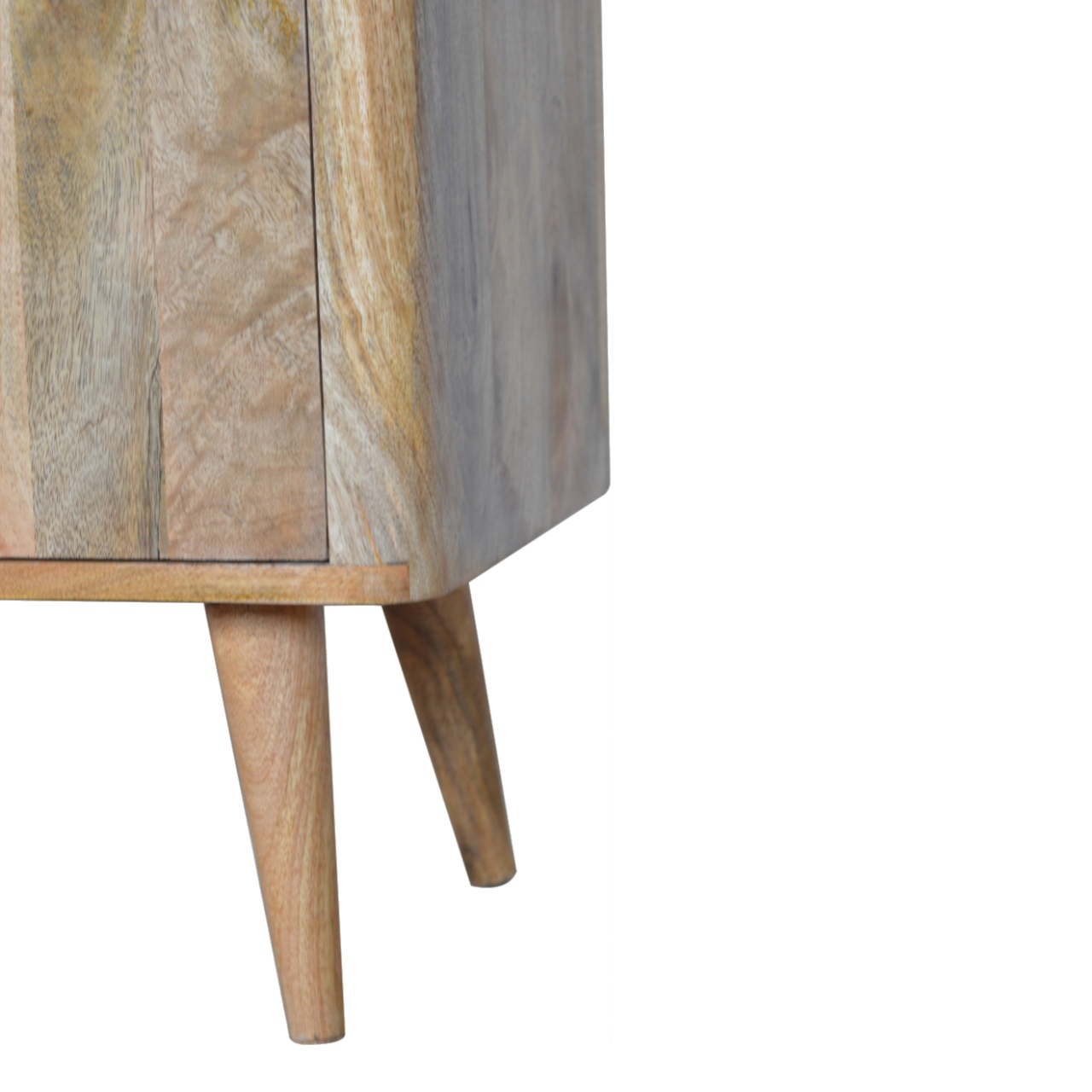 Solid Mango Wood Oak Finished 2 Door Resin Embossed Cabinet - Image 6