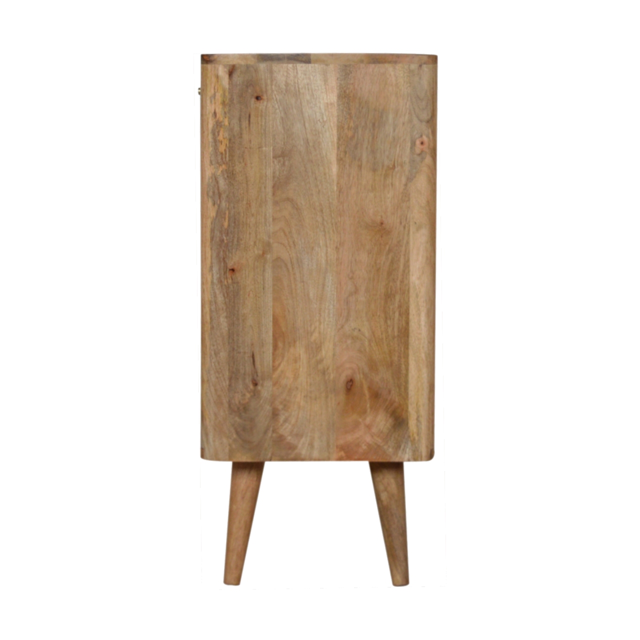 Solid Mango Wood Oak Finished 2 Door Resin Embossed Cabinet - Image 8