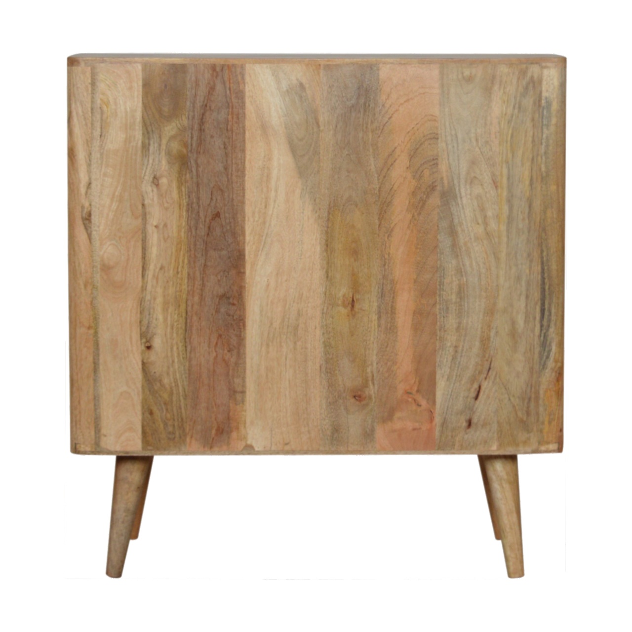 Solid Mango Wood Oak Finished 2 Door Resin Embossed Cabinet - Image 9