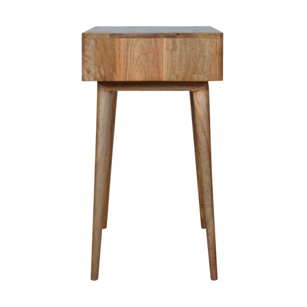 Solid Mango Wood Oak Finished 1 Drawer Leaf Embossed Top Writing Desk - Image 8