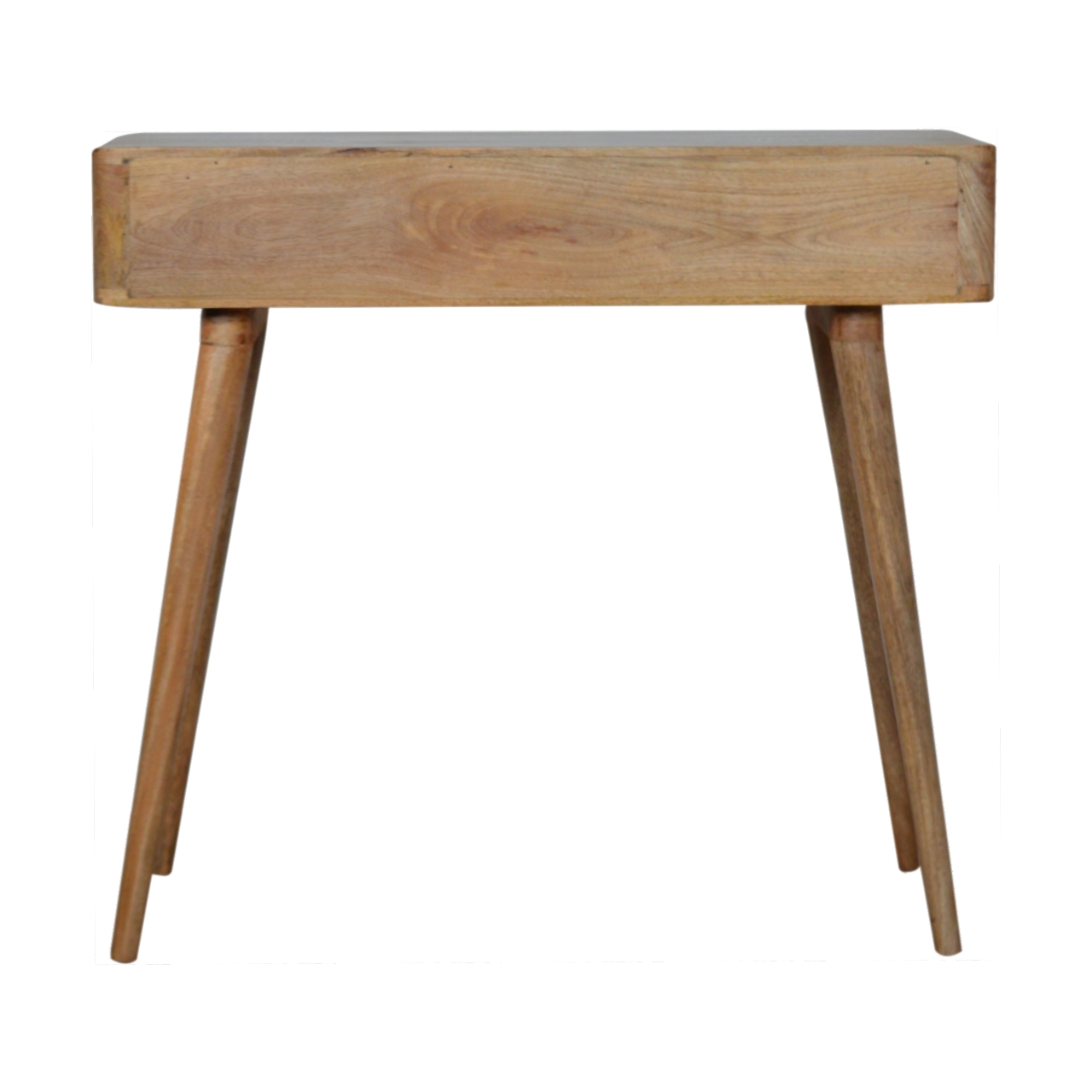 Solid Mango Wood Oak Finished 1 Drawer Leaf Embossed Top Writing Desk - Image 9