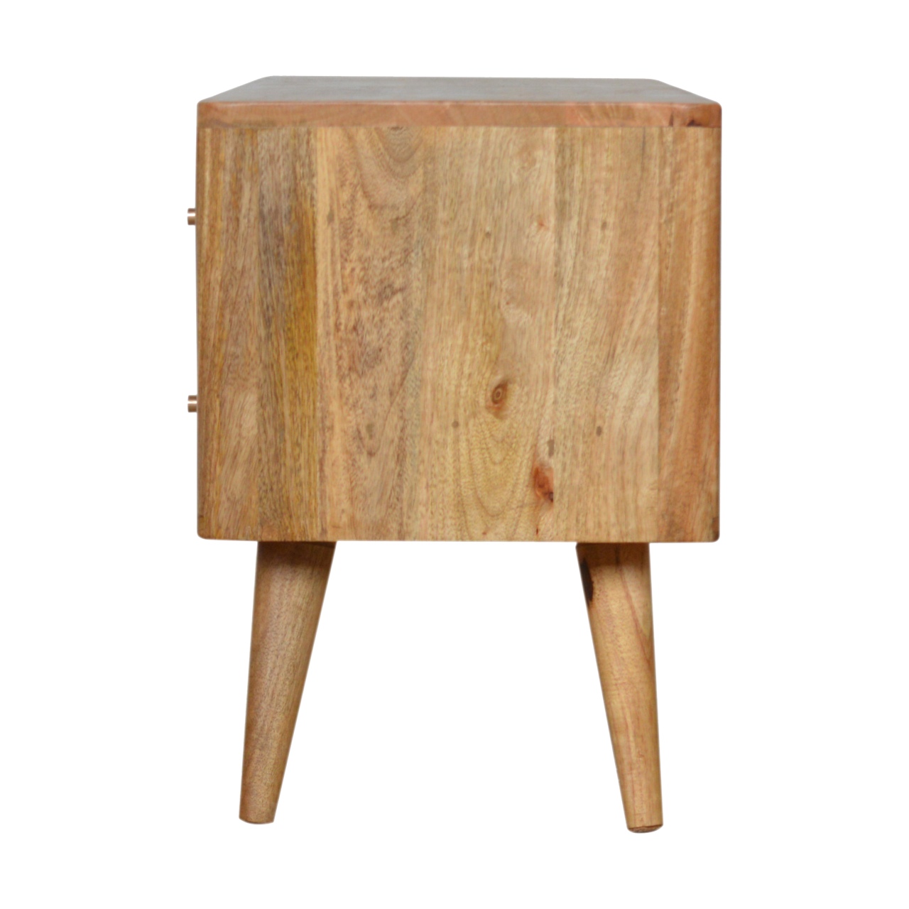 Solid Mango Wood Oak Finish 2 Drawer 1 Door Leaf Resin Entertainment Unit - Image 8