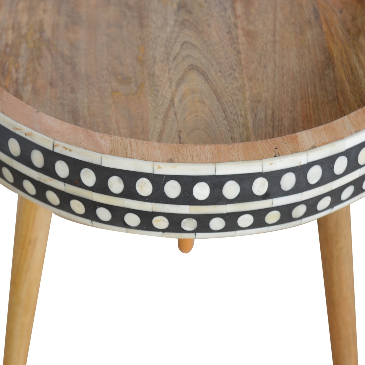 Solid Mango Wood Patterned Scandinavian Style Larger End Table - Image 3