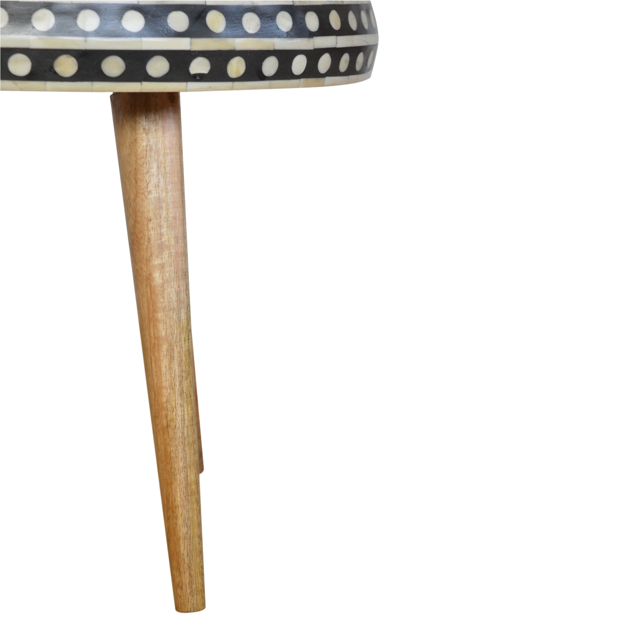 Solid Mango Wood Patterned Scandinavian Style End Table - Image 7