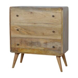 Solid Mango Wood Curved Oak Finish Chest