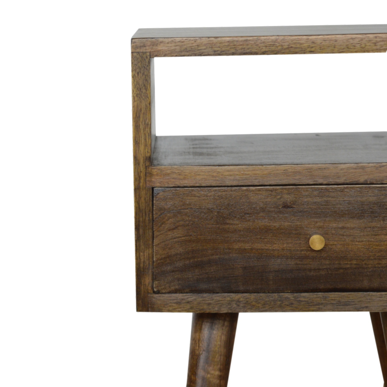 Solid Mango Wood Petite Grey Wash Finish One Drawer Bedside - Image 2