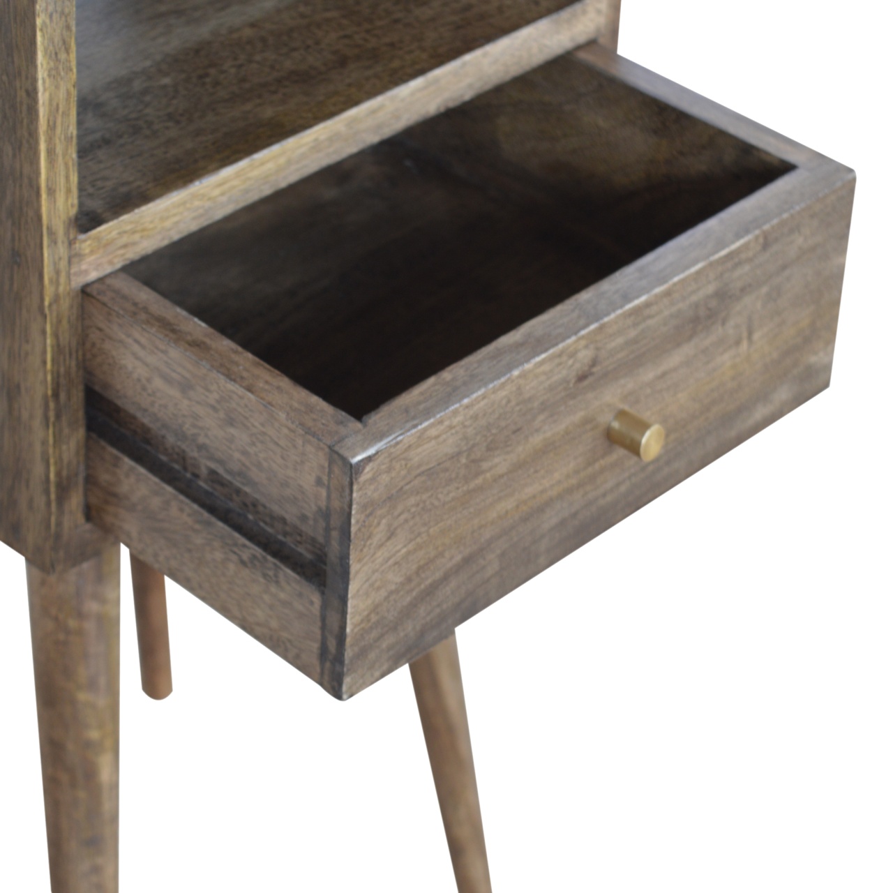 Solid Mango Wood Petite Grey Wash Finish One Drawer Bedside - Image 3