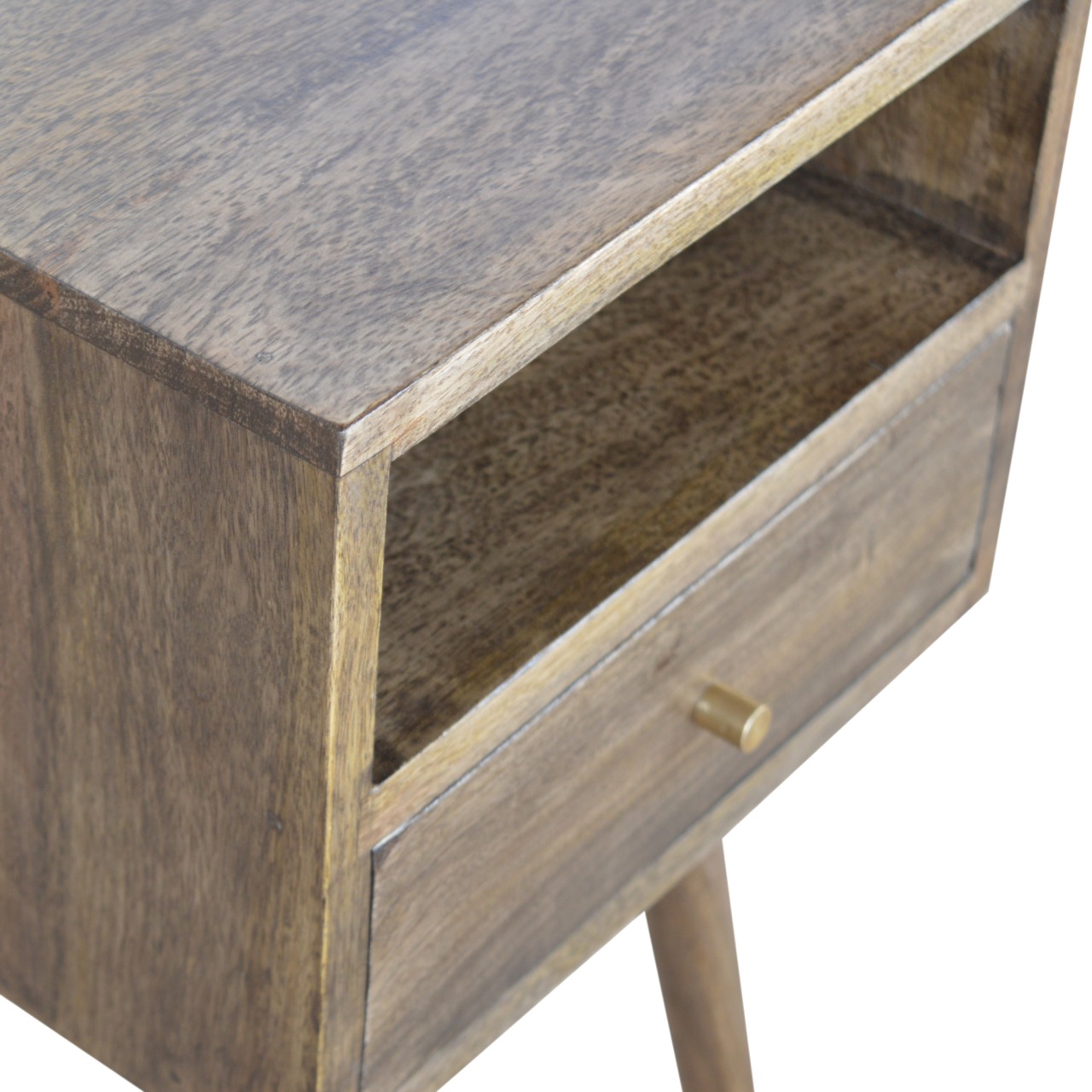 Solid Mango Wood Petite Grey Wash Finish One Drawer Bedside - Image 4