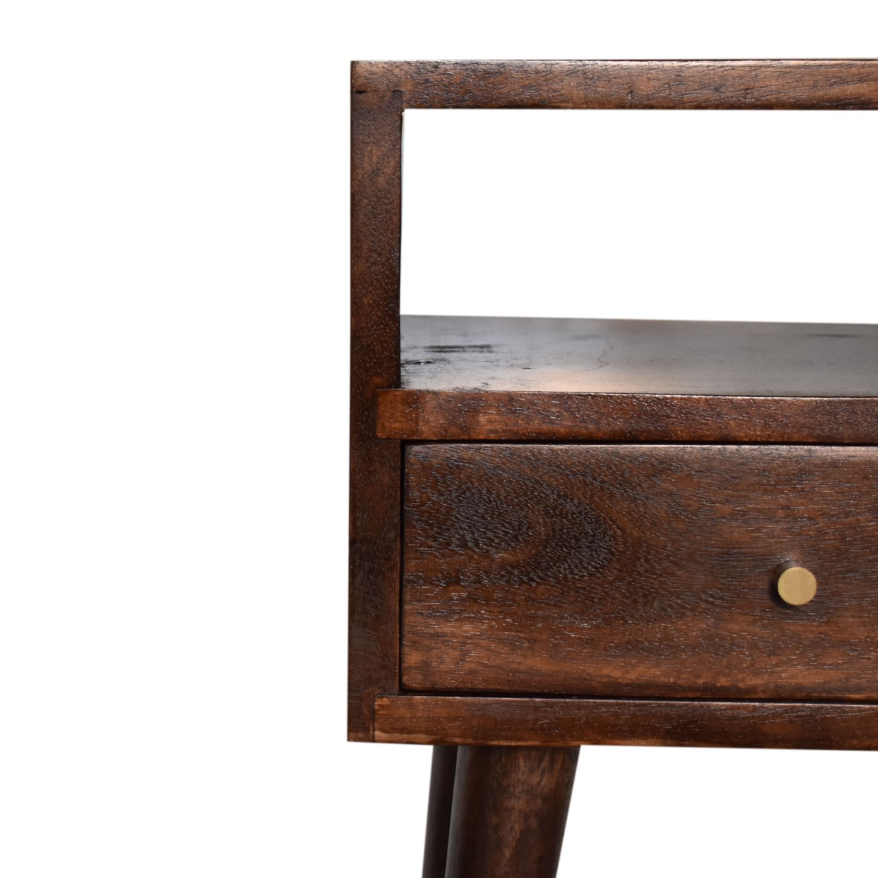 Solid Mango Wood Petite Walnut Finish One Drawer Bedside - Image 6