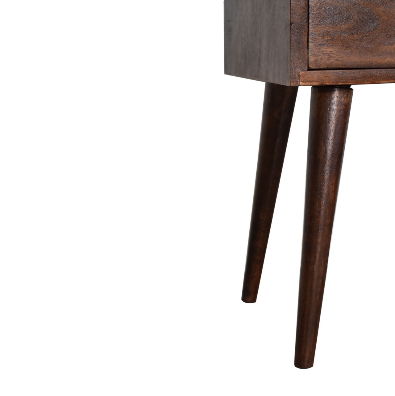 Solid Mango Wood Petite Walnut Finish One Drawer Bedside - Image 9