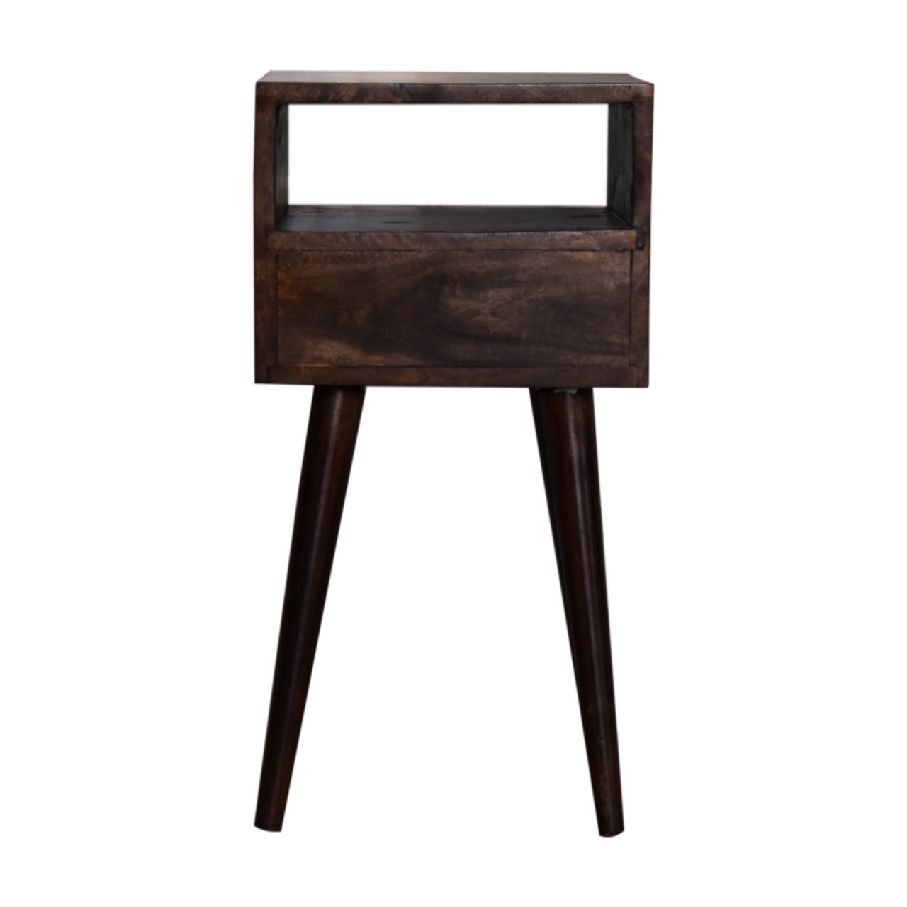 Solid Mango Wood Petite Walnut Finish One Drawer Bedside - Image 5