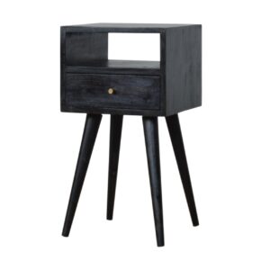 Solid Mango Wood Mini Ash Black Bedside