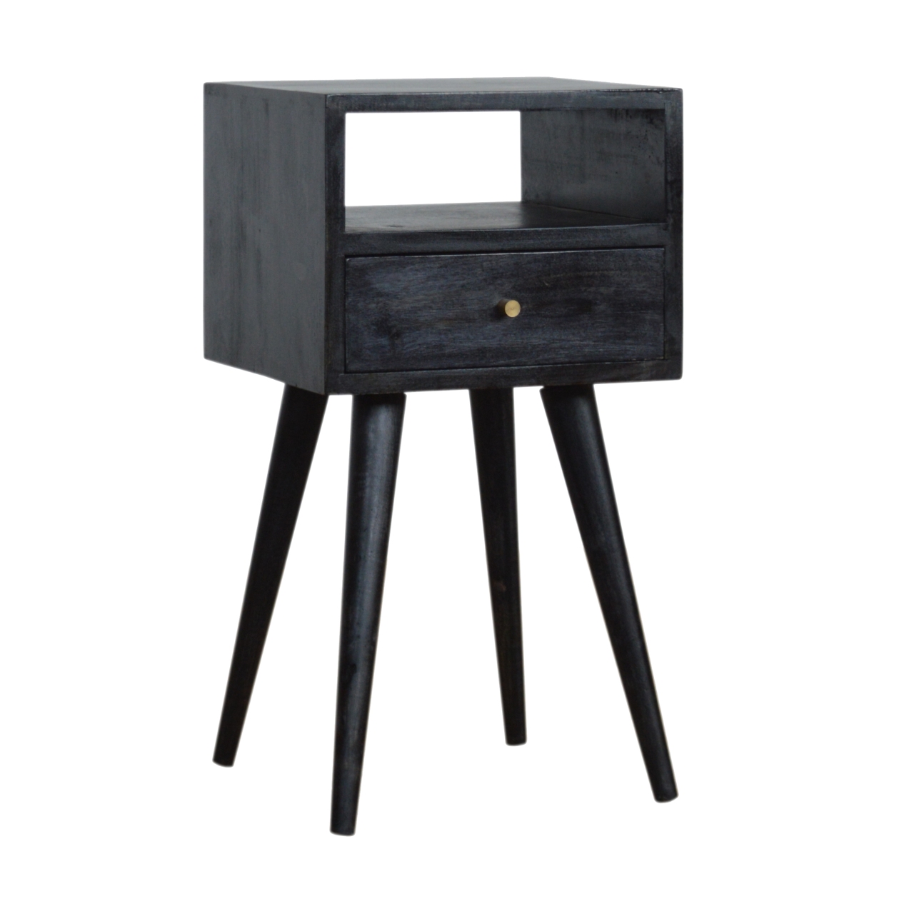 Solid Mango Wood Mini Ash Black Bedside - Image 2