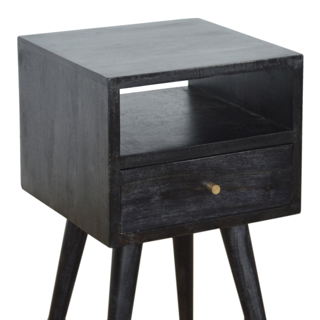 Solid Mango Wood Mini Ash Black Bedside - Image 3