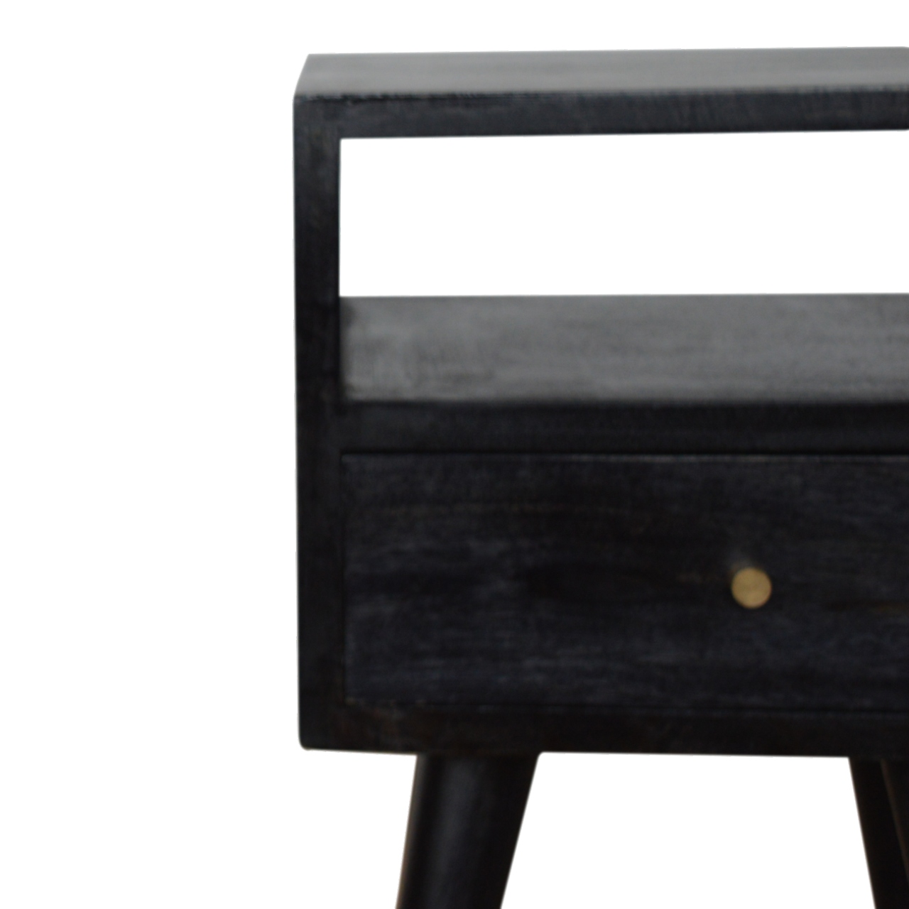 Solid Mango Wood Mini Ash Black Bedside - Image 4