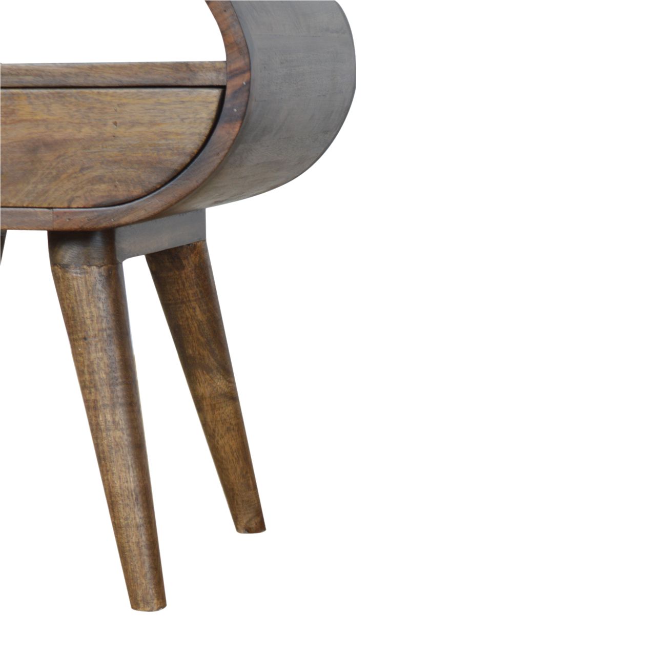 Solid Mango Wood Grey Washed Circular Bedside - Image 6