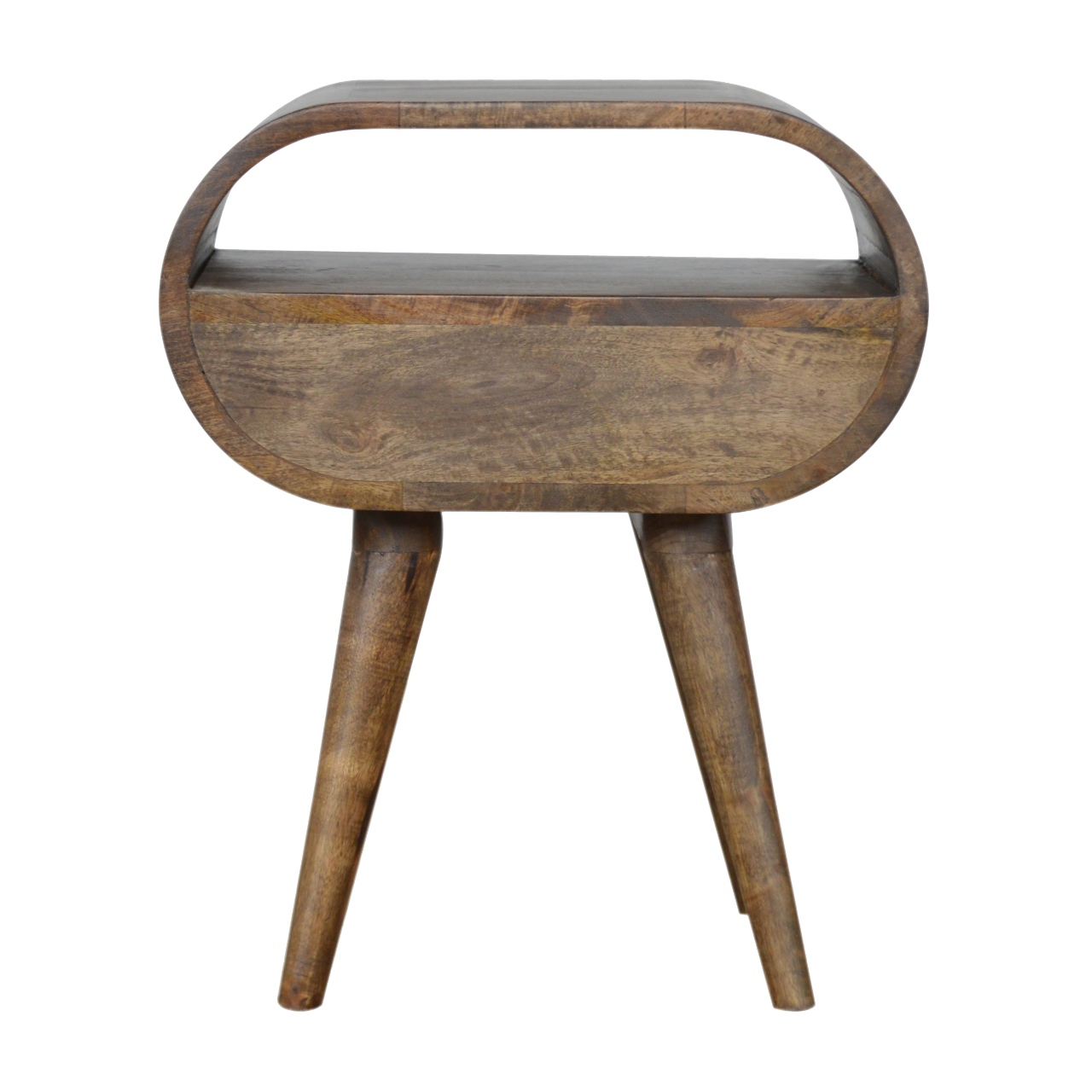 Solid Mango Wood Grey Washed Circular Bedside - Image 9