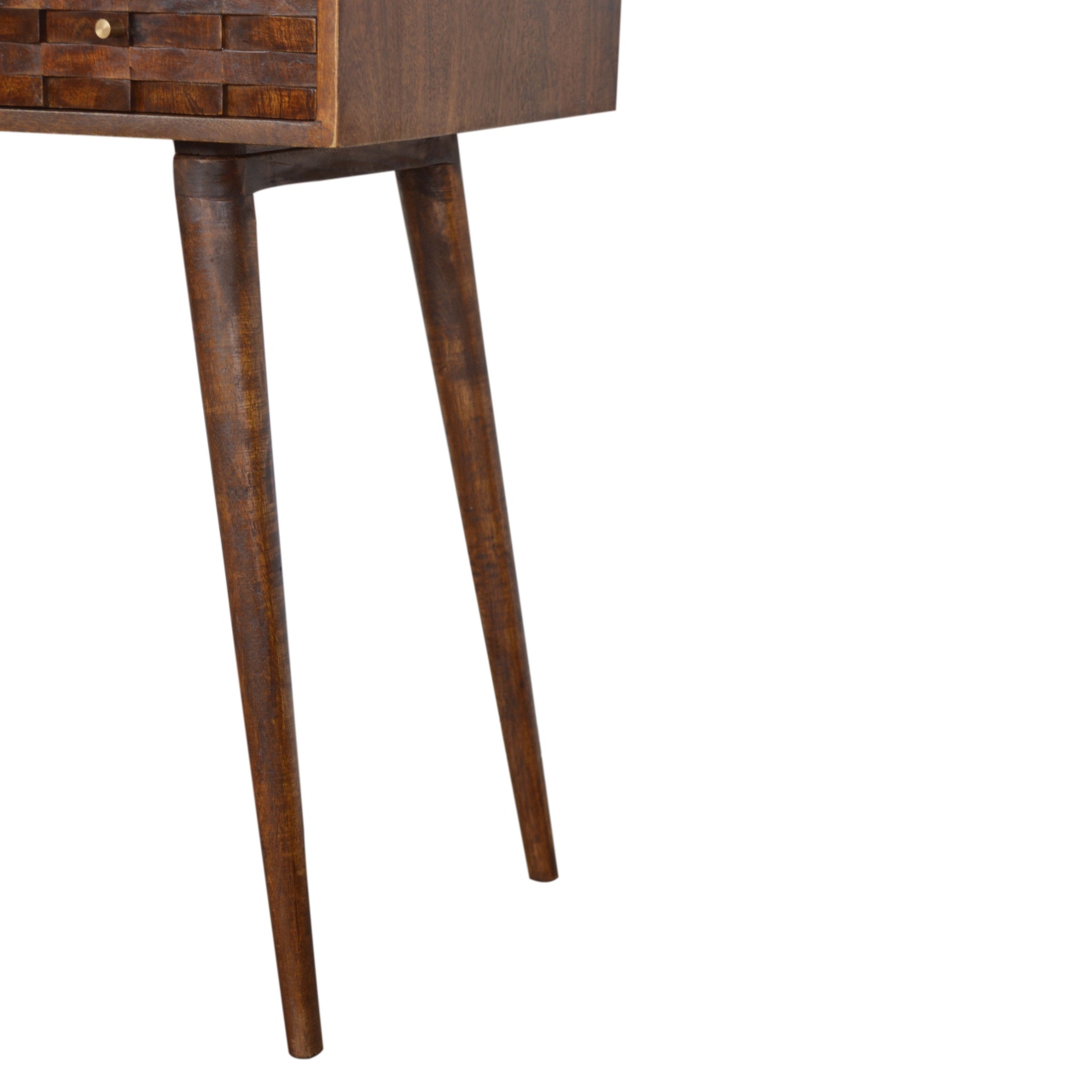Solid Mango Wood Chestnut Finished 1 Drawer 1 Slot Tile Pattern Writing Desk - Image 7