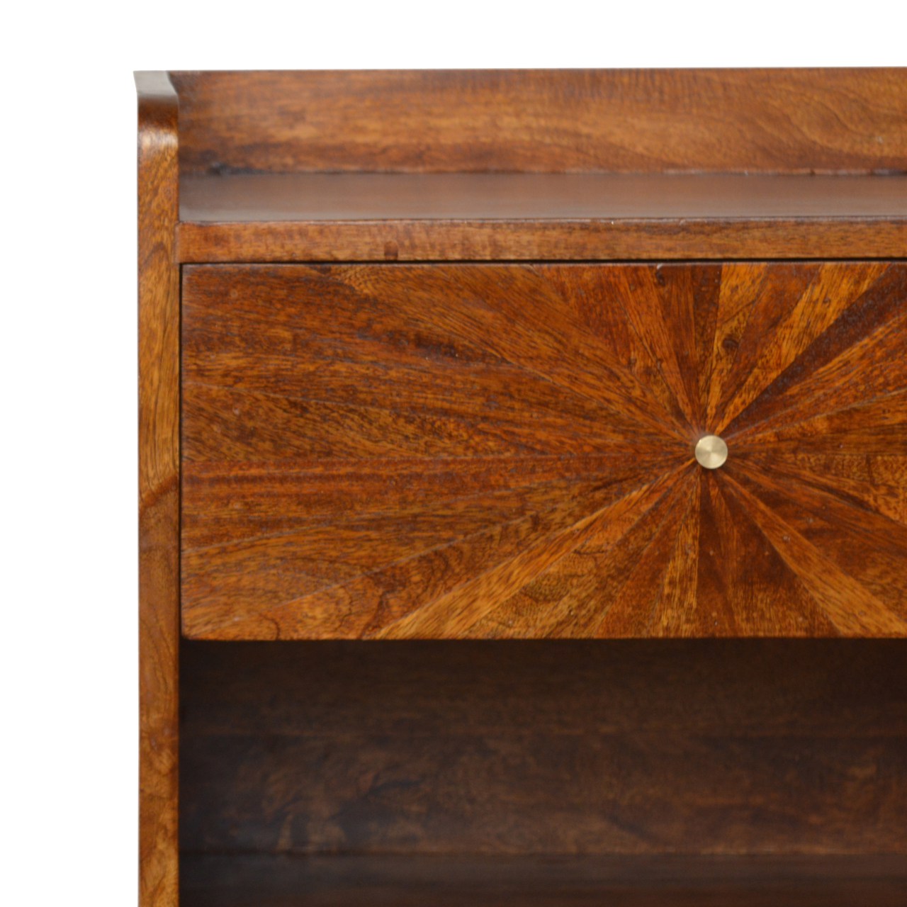 Solid Mango Wood Sunrise Chestnut Finished 1 Drawer 1 Slot Bedside - Image 6