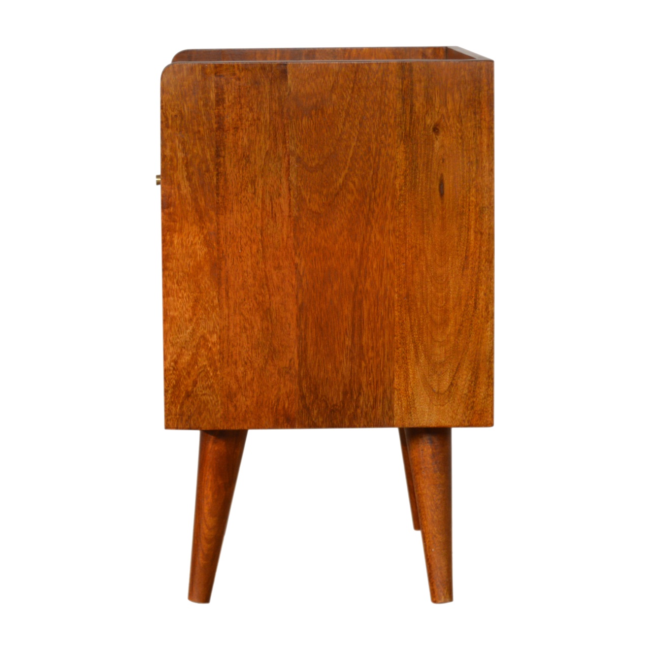 Solid Mango Wood Sunrise Chestnut Finished 1 Drawer 1 Slot Bedside - Image 8
