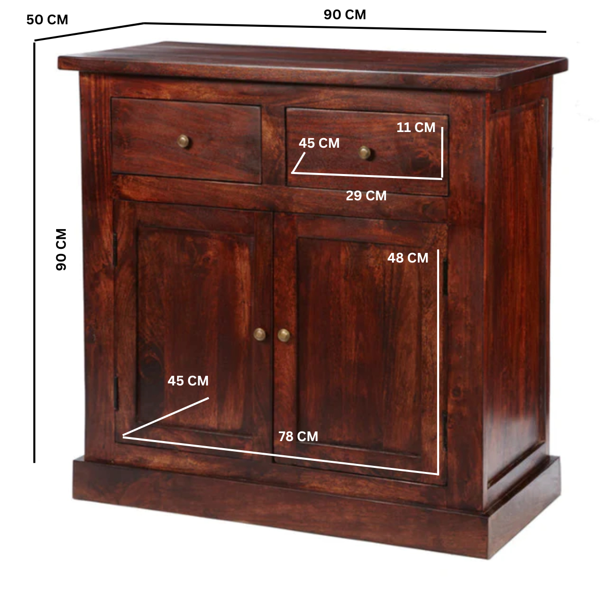 Jaipur Dark Mango 2 Door Sideboard - Image 3