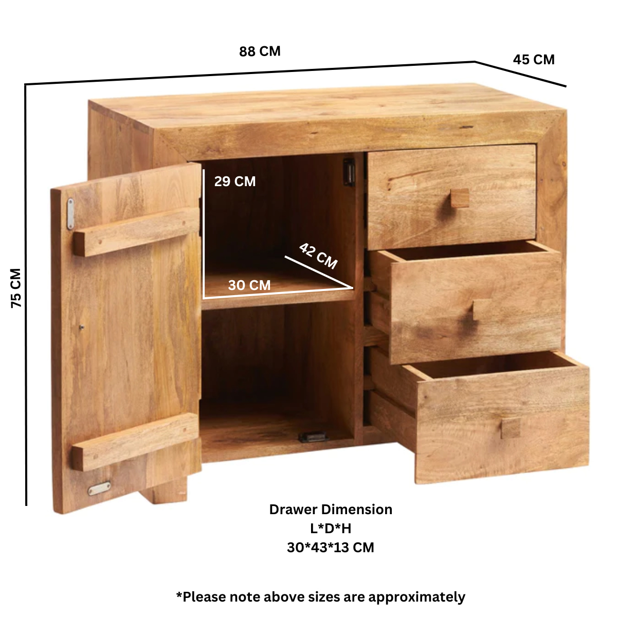 Toko Light Mango 3 Drawer Sideboard - Image 5