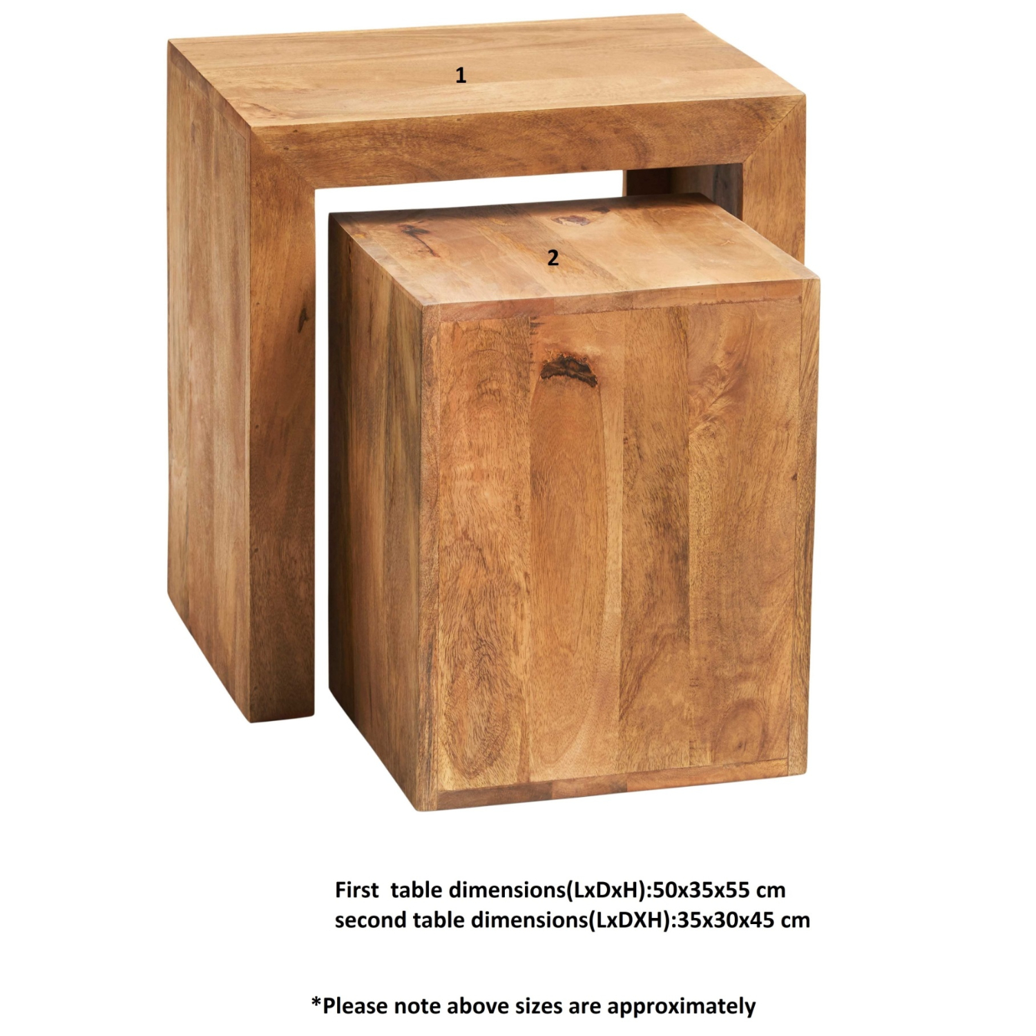 Toko Light Mango Cubed Nest of 2 Tables - Image 3