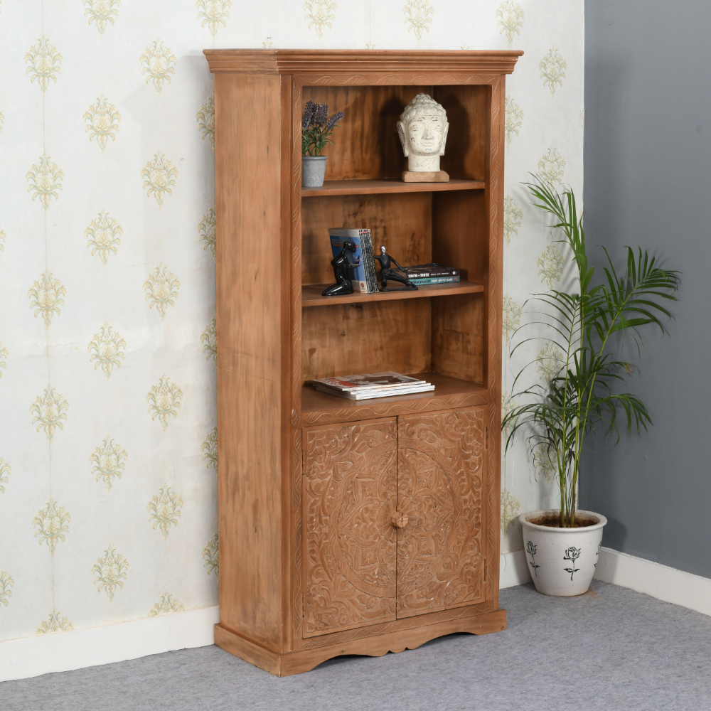 Artwork Mango Wood Large Corner Bookcase - Image 6