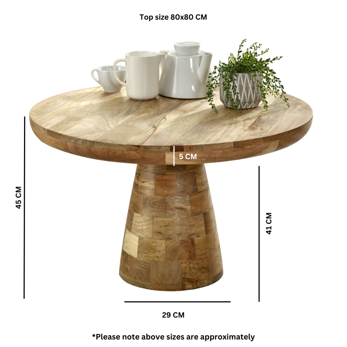 Surrey Solid Wood Coffee Table Mushroom Style - Image 4