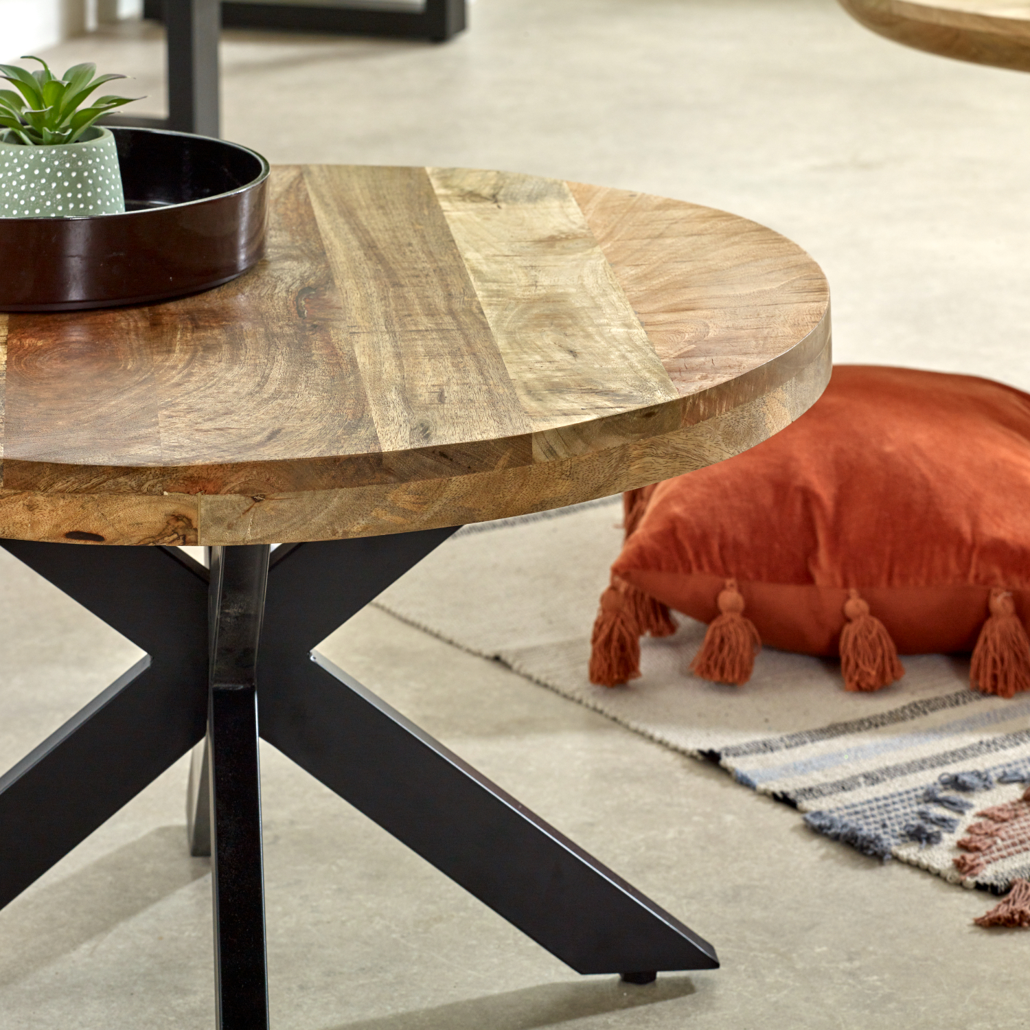 Surrey Solid Wood Coffee Table With Metal Spider Legs - Image 3