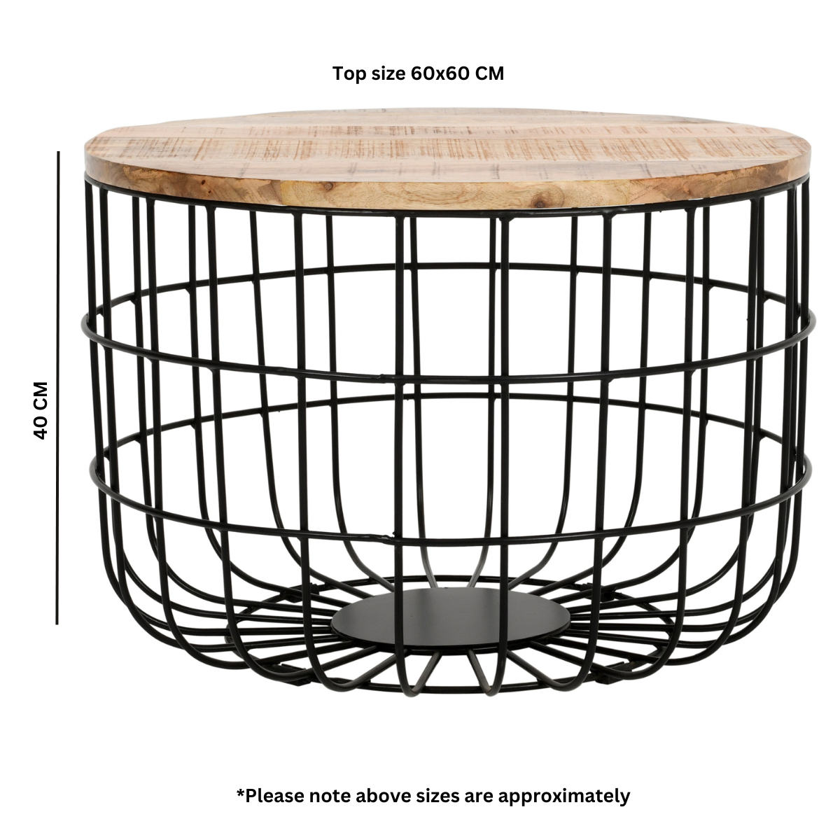 Surrey Solid Wood & Metal Wire Coffee Table - Image 4