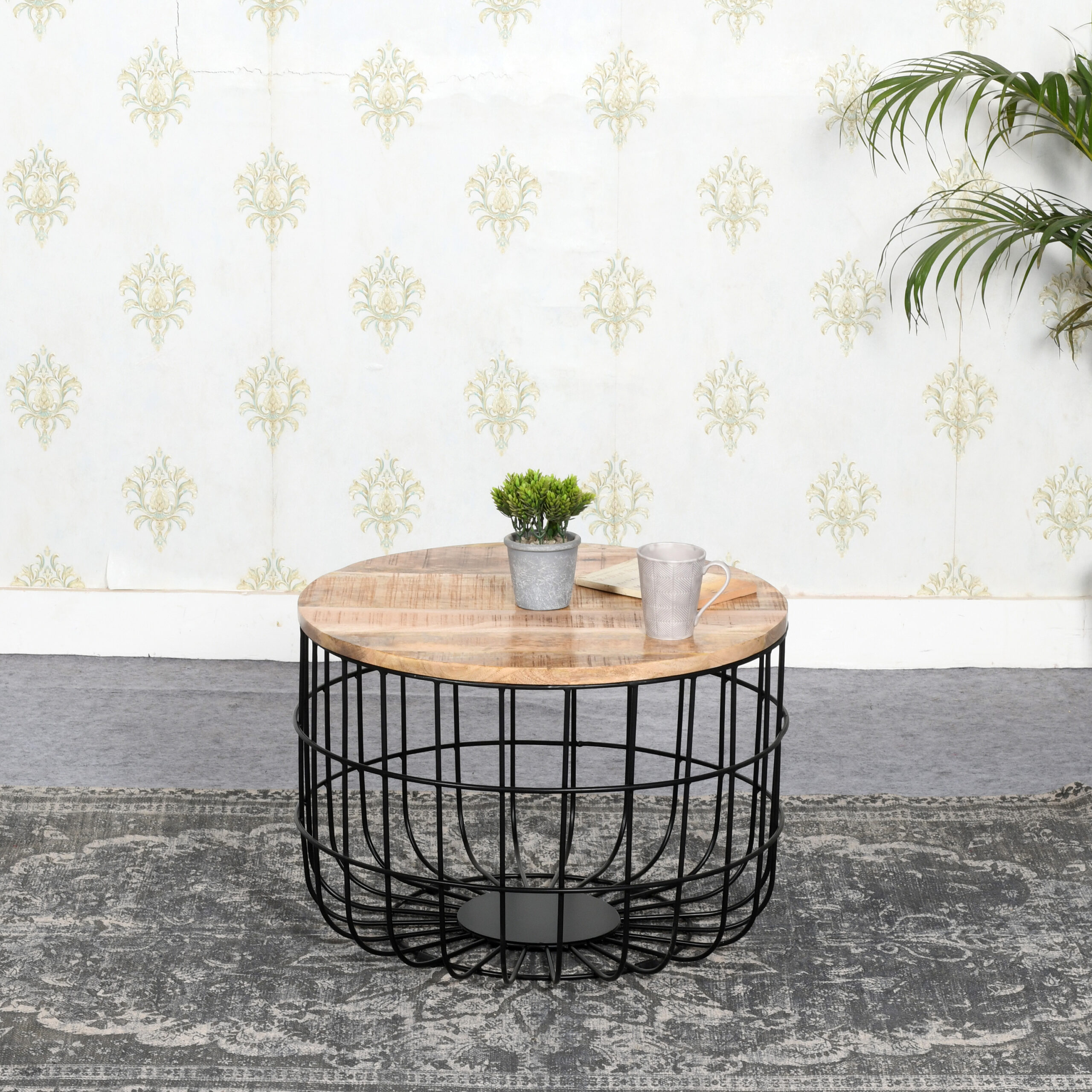 Surrey Solid Wood & Metal Wire Coffee Table - Image 6