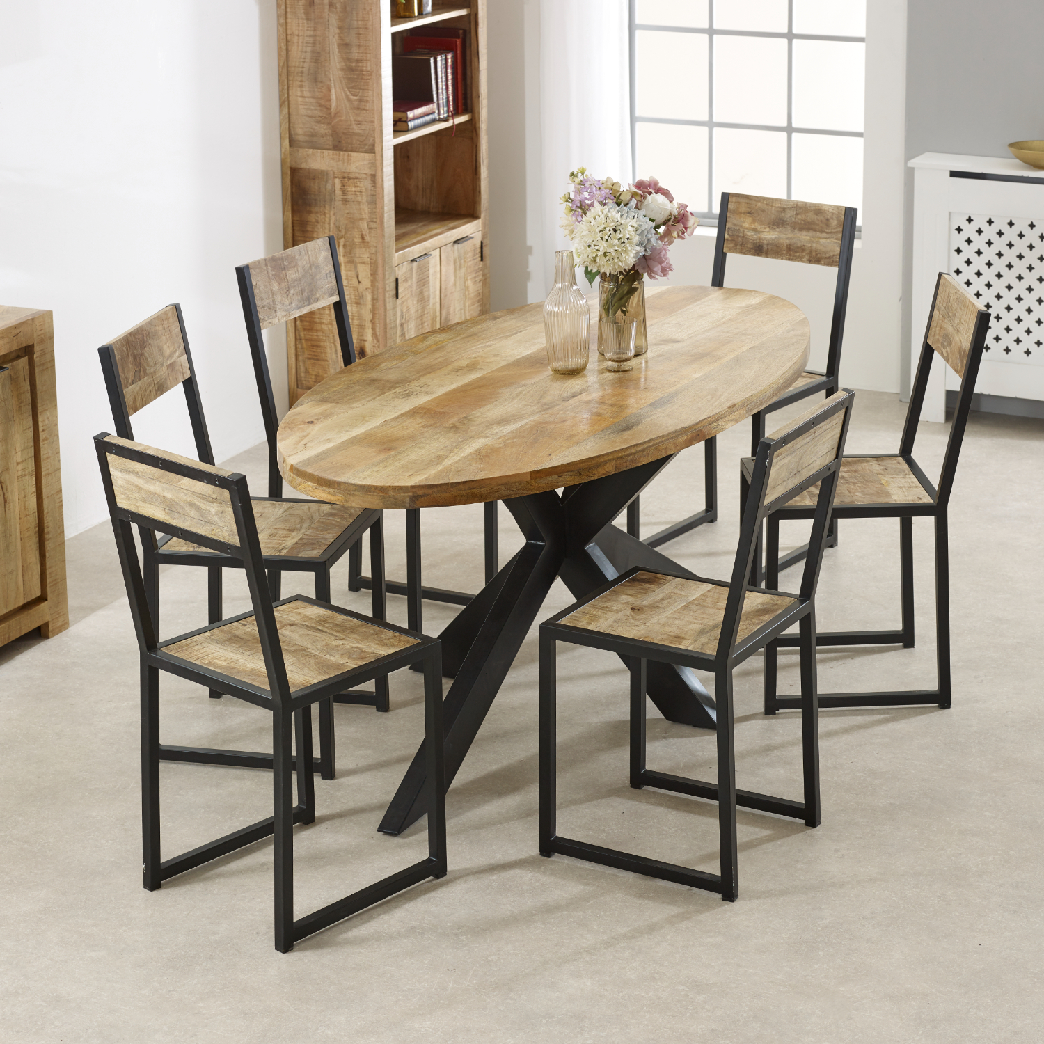 Surrey Solid Wood & Metal Oval Dining Table 6-8 Seater - Image 7