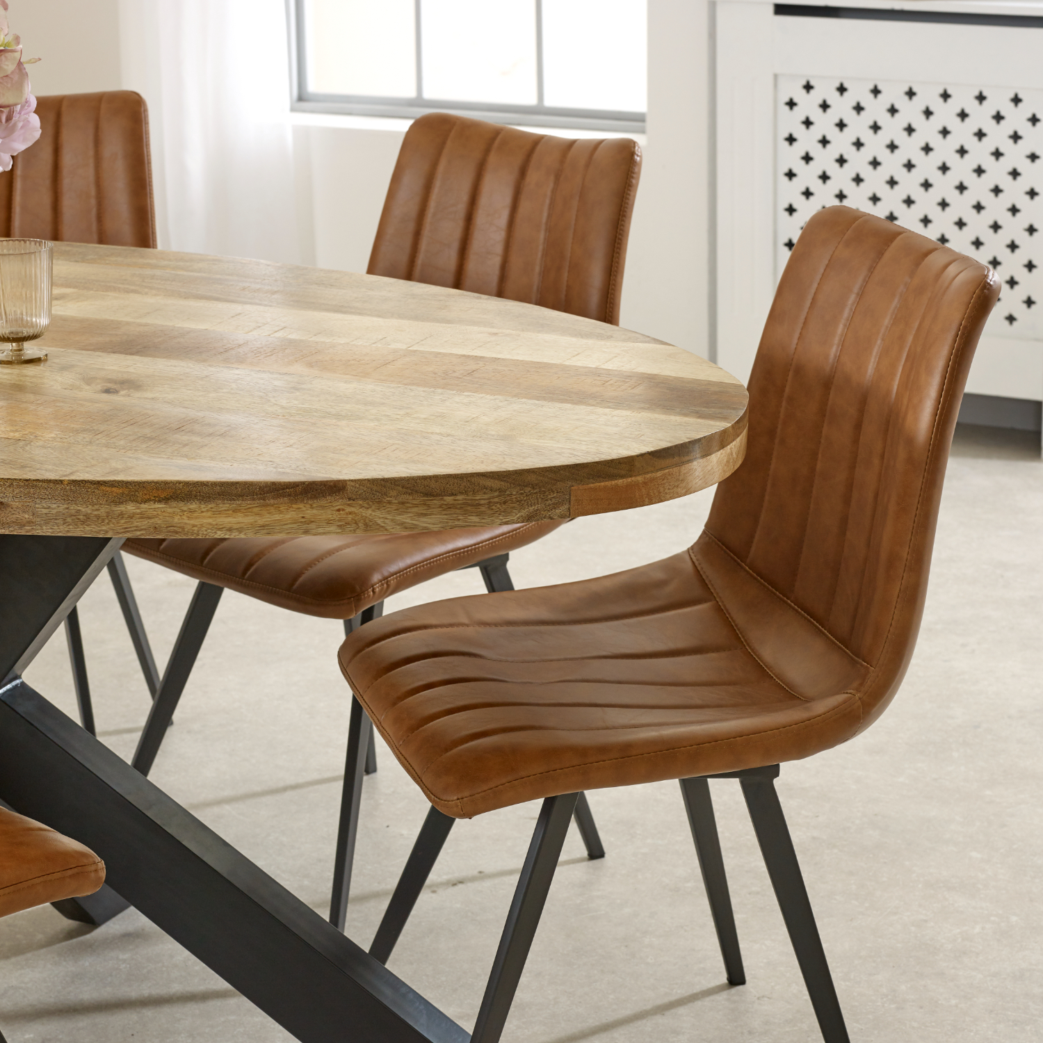 Surrey Solid Wood & Metal Oval Dining Table 6-8 Seater - Image 4