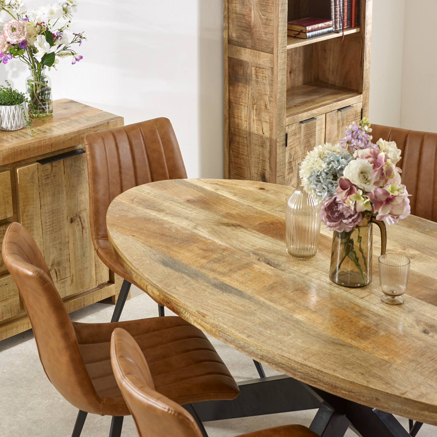 Surrey Solid Wood & Metal Oval Dining Table 6-8 Seater - Image 5