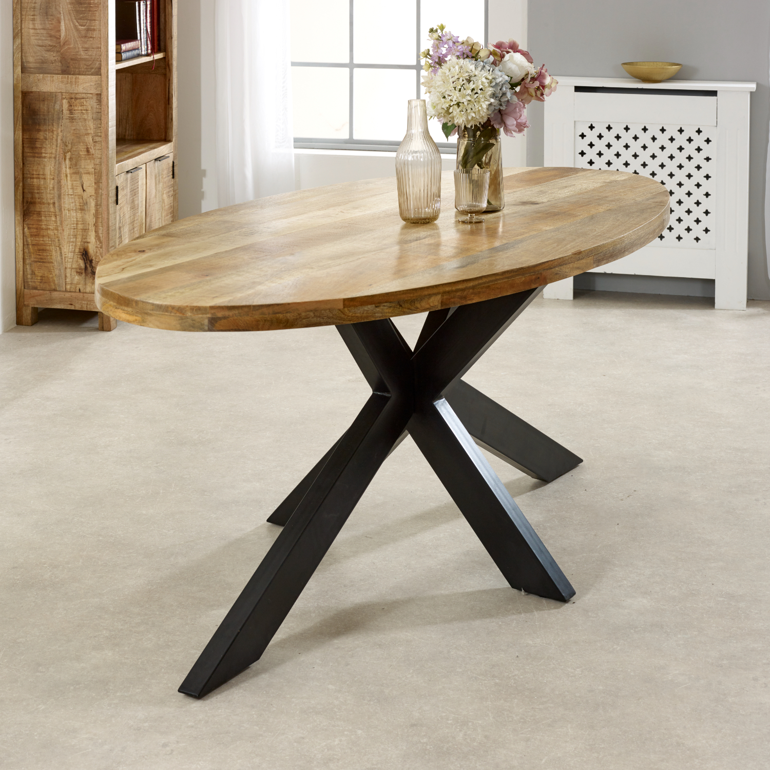 Surrey Solid Wood & Metal Oval Dining Table 6-8 Seater - Image 2