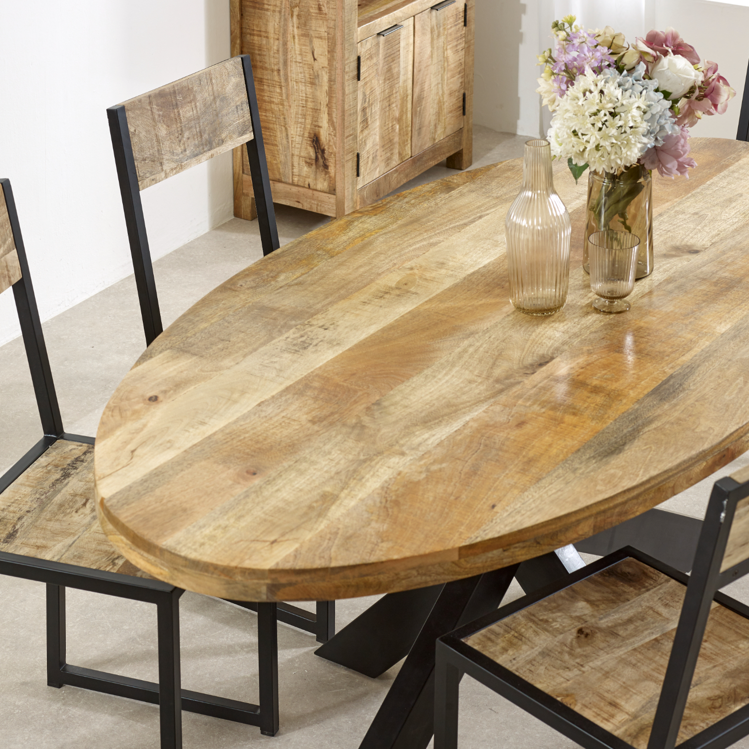 Surrey Solid Wood & Metal Oval Dining Table 6-8 Seater - Image 3