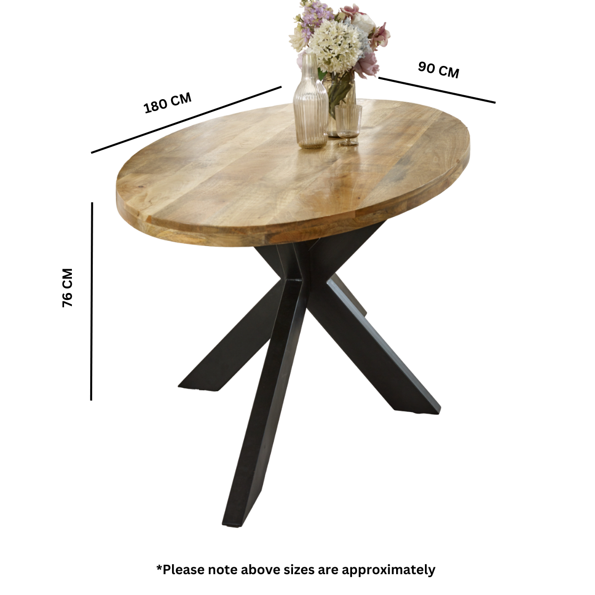 Surrey Solid Wood & Metal Oval Dining Table 6-8 Seater - Image 6